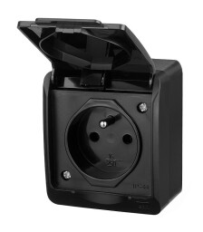 Hermes 0321-09 GNT-2P+Z 1-zásuvka 16A/250V IP44 nad omietku čierna
